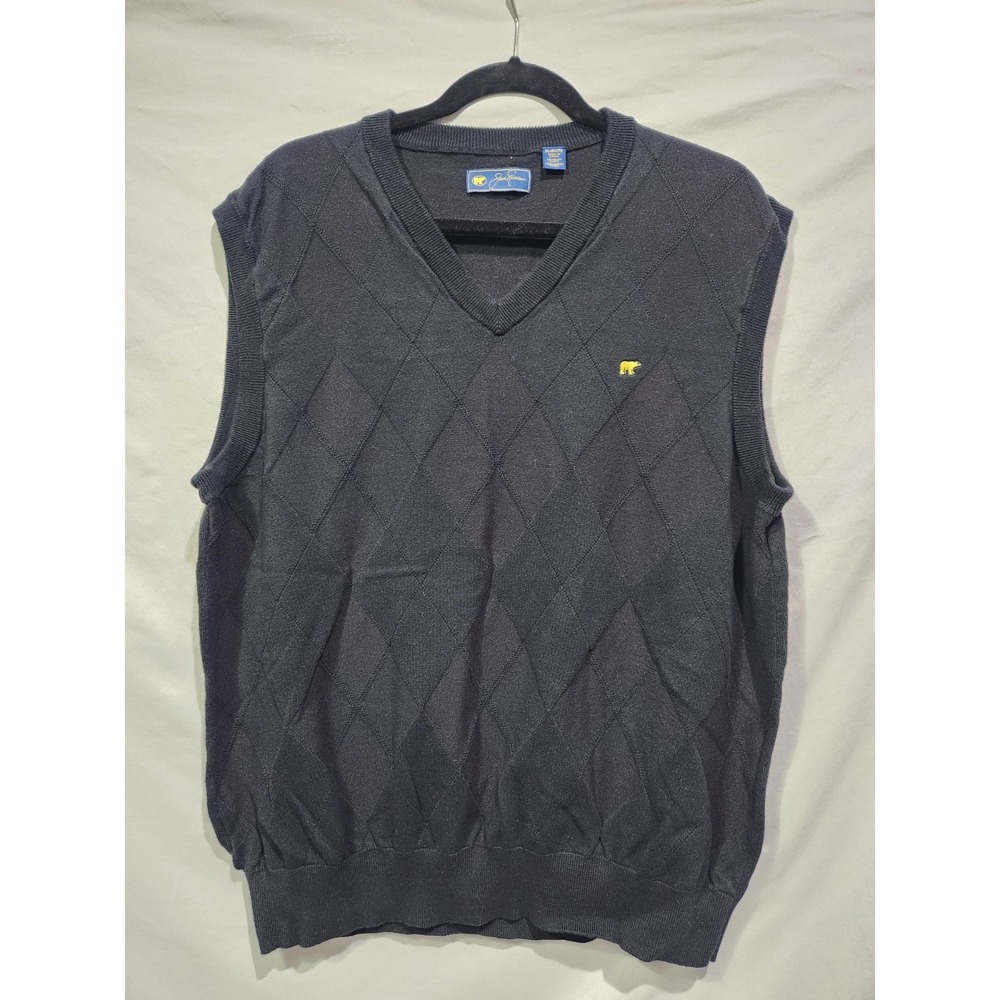 JACK NICKLAUS Men's Black Golf Argyle Diamond Sweater‎ Vest XL Preppy Minimalist